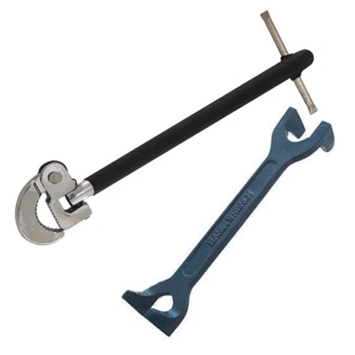 Voche® Plumbers 11" Adjustable Tap Nut Spanner & 13/19mm Fixed Basin Wrench