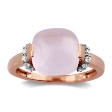 18k Rose Gold Quartz Gemstone Pave Diamond Ring Handmade Gift For Girls Jewelry