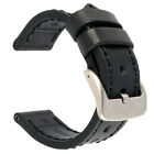 24Mm New Cow Leather Strap Black Watch Band For Fits Panerai Black Tang R