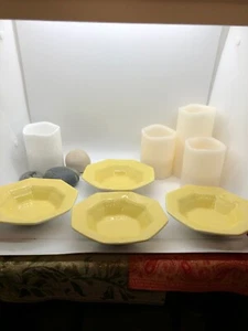 4 Vintage Dessert Bowls Independence Ironware Interpace Japan - Yellow - Picture 1 of 9