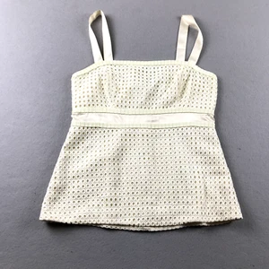 VTG Lilly Pulitzer Top Womens 6 Ivory Cotton Silk Lined Eyelet Sleeveless Blouse - Picture 1 of 11