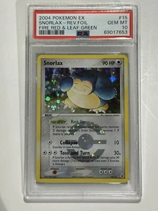 2004 Pokemon EX Fire Red & Leaf Green - Snorlax Rev.Foil #15 PSA 10 GEM MT - Picture 1 of 2