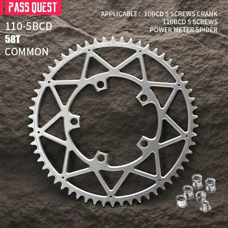 110BCD Chainring Road Bike Plates 36T-58T Narrow Wide Monoplate Sprocket 5 Bolt - Image 1 of 4