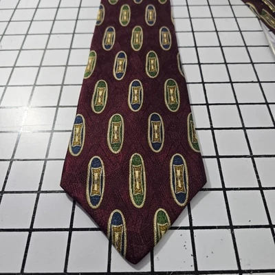 Corbata Henry Grethel para hombre corbata roja seda con óvalos tostados hecha en EE. UU. 58" Foto 1 de 4