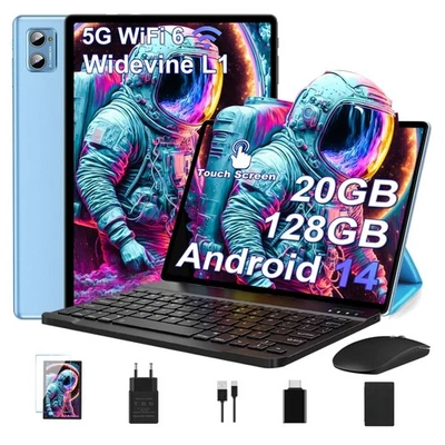Android 14 Tablet 10 Zoll 20GB RAM 128GB ROM 6000mAh WLAN 6 5G Blau - Bild 1 von 4