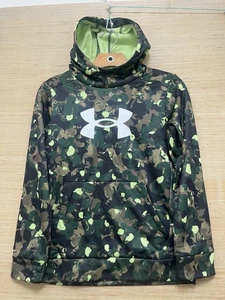Under Armour Hoodie Youth Large Green Camo Logo Pullover Sweatshirt Boys - Picture 1 of 2