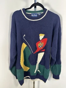 Suéter Vintage Par Cuatro Para Hombre XL/T Golf Tejido Cuello Redondo Años 90 Algodón Preppy - Imagen 1 de 4