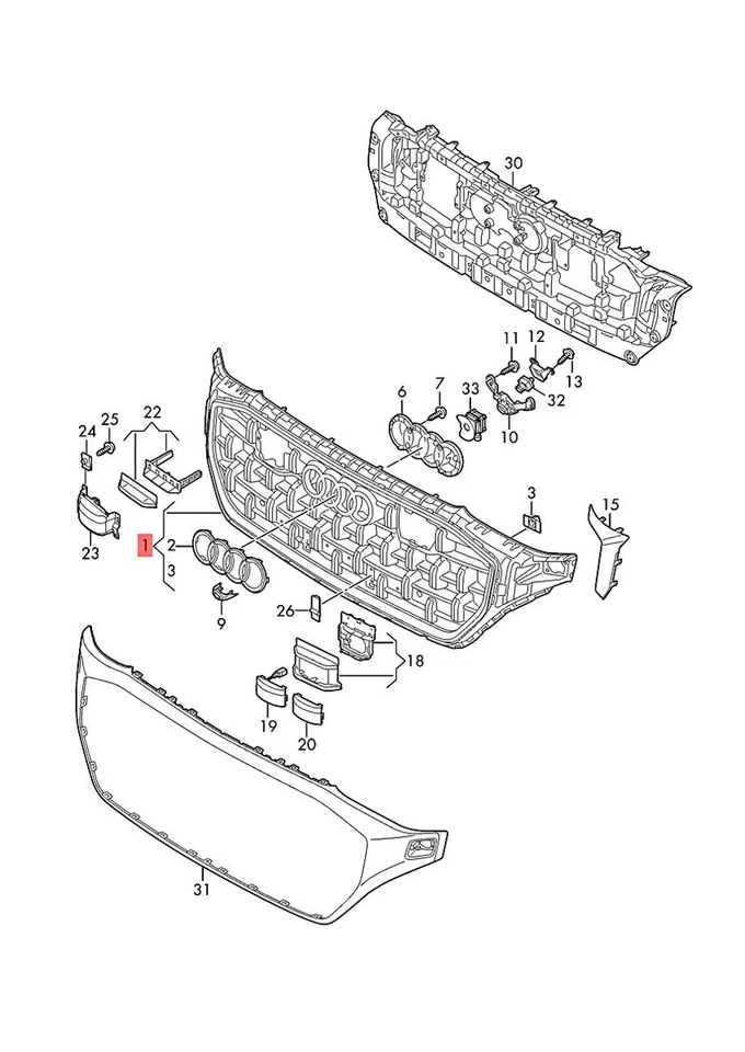 Rejilla radiador negra original AUDI Q8 4MN 4M8853651BP3FZ Foto 1 de 1