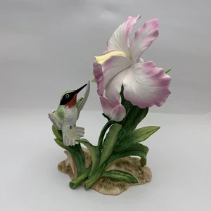 Hummingbird Pink Orchid Flower Porcelain Figurine HomCo Masterpiece Series 1985 - Picture 1 of 9