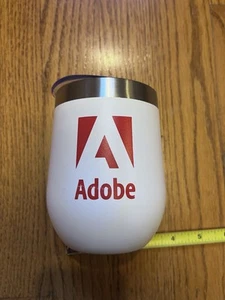 Adobe Logo Thermobecher Wein Kaffee NEU mit Etikett weiß 12 Unzen Photoshop - Bild 1 von 12