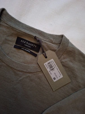 Allsaints Lang Merino Wool Men Khaki Green Crew Neck Sweater Pullover Size M - Image 1 of 4