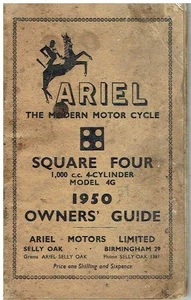 ARIEL MODEL 4G 1000cc SQUARE FOUR ORIG. BEDIENUNGS- & WARTUNGSHANDBUCH 1950 - Bild 1 von 1