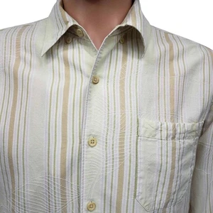 Tommy Bahama Shirt Tencel Cotton Men L Hidden Button down Striped Floral L/S - Picture 1 of 13