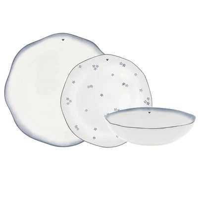 18tlg. Tellerset Geschirrset Iris Blue weiß blau Bastion Collections - Bild 1 von 4