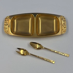 Vintage international Stainless Alessi 18-8 Italy 4057 Relish Tray Gold Color - Picture 1 of 3