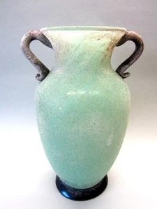 MURANO Glas Amphoren Doppelhenkel Vase a Scavo art glass Vetri d'Arte Italy 22cm - Bild 1 von 12