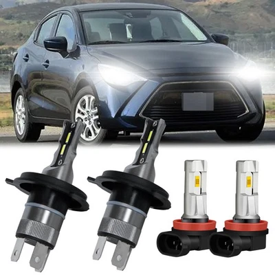 Para Toyota Yaris iA 2017-2018 4X Faro LED Luz Alta Baja + Kit Bombillas Antiniebla Foto 1 de 4