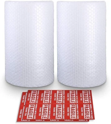 Bubble Cushioning Wrap Roll 2 Pack 3/16" Air Bubble 12 Inch x 74 Feet Total, ... - Image 1 of 4