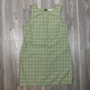 Vintage Sarah Richards Green & Blue Plaid Mini Dress Casual Summer Dress - Picture 1 of 6