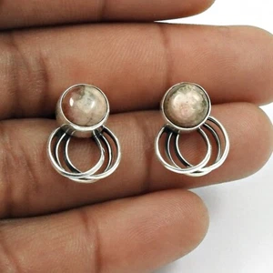 Rosa Natural Rodocrosita Piedra Preciosa 925 Plata Dormilonas Valentín De F35 - Imagen 1 de 8
