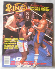 Greg Page vs Gerrie Coetzee Larry Holmes - February 1985 THE RING Magazine Ex+