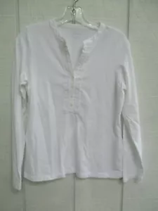 Lands' End Damengröße Small 6-8 Langarm weiße Bluse mit Rüschen - Bild 1 von 12