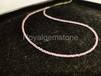 Rose Quarz Perlen Halskette, Glasperlen Facettiert 2mm Edelstein Rund - Bild 1 von 4