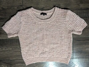 Anthropology Sanctuary Pink Wool Blend Cable Knit Sweater Size S Classic Preppy - Picture 1 of 13