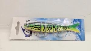 8 Section Multi Jointed Swim Bait Bright Green, Yellow - Picture 1 of 4