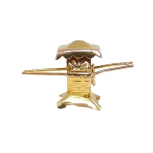 Dije de basura de carro chino de oro amarillo liso 14K 3D - Imagen 1 de 4