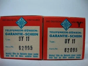 2 x UY11 TUBE. TELEFUNKEN BRAND. NOS / NIB. 2 PC. RC131 - Picture 1 of 1