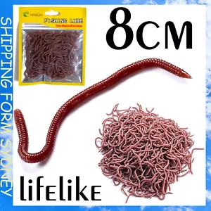 50PCS/Pack 8cm Soft Earthworm Fishing Bait Red Worm Lures Grub Simulation Tackle - Picture 1 of 9