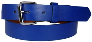 KIDS CHILDREN PLAIN SOLID COLOR LEATHER BELT Silver Buckle Boys Girls S M L XL - Picture 1 of 22