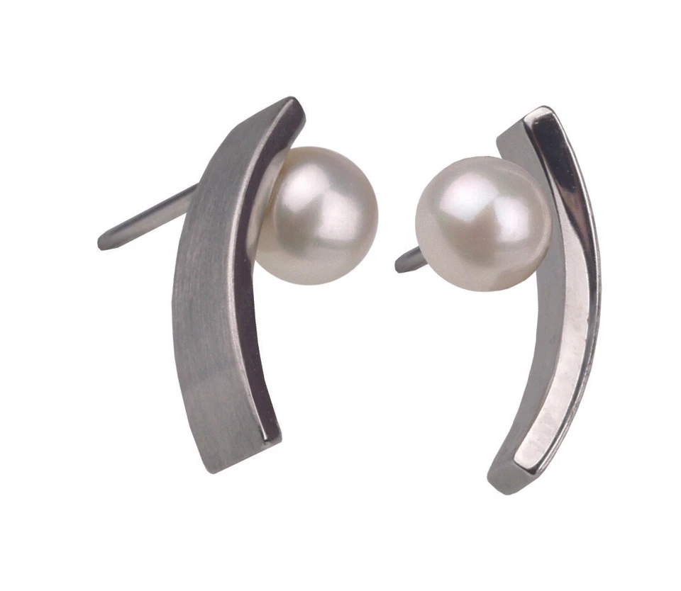 ernstes Design Ohrringe E187 Edelstahl Perlen 5 Mm Stecker Ohrstecker