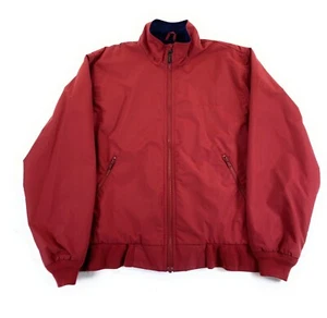 LL Bean Men's Warm-Up Fleece Lined Full Zip Mock Neck Dark Red Jacket Large - Picture 1 of 10