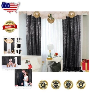 Versatile Black Sequin Curtains 2 Panels, 4ft x 10ft - Ideal for Any Celebration - Picture 1 of 10