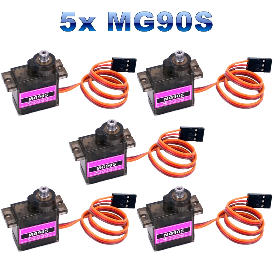 5 Stück Servo MG90S Metallgetriebe Mini Micro JR Stecker Flugzeug Ruderhorn 13g - Bild 1 von 4
