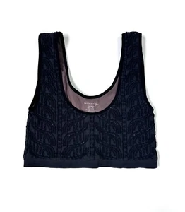 NWOT Intimately Free People Crochet Bra Crop Mesh Lined Stretch Black M/L - Picture 1 of 7