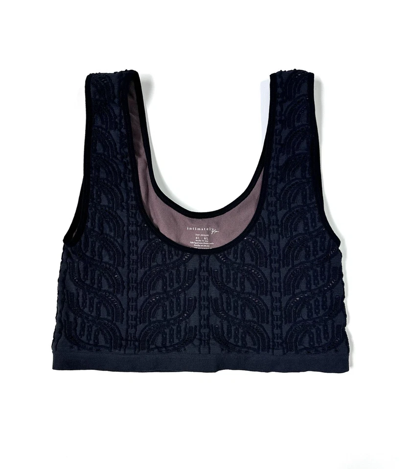 Nuevo sin etiquetas Sujetador de ganchillo Intimately Free People malla corta forrado elástico negro M/L Foto 1 de 4