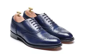 Loake 1880 Export Grade Navy Blue Brogues Shoes: `Torrington` UK 8 F US 9 EU 42 - Picture 1 of 12