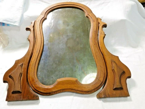 Antique ~ Salvage ~  Victorian Oak Mirror with Arms              #1701 Cover