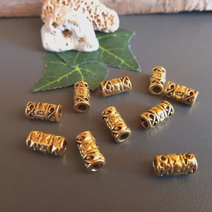 10 Spacer Zwischenperle 6x12mm Perlen Schmuckherstellung antik Gold Farbe (17) - Bild 1 von 2