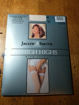 Jaclyn Smith Woman's Thigh Highs White With Lycra Self Stay Up Size A LACE  - Image 1 of 4