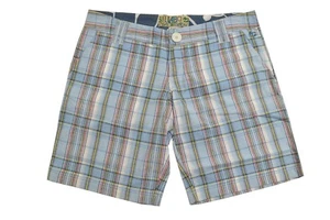 Billabong SKIP Sand Light Blue White Plaid 100% Cotton Junior's Bermuda Shorts - Picture 1 of 10