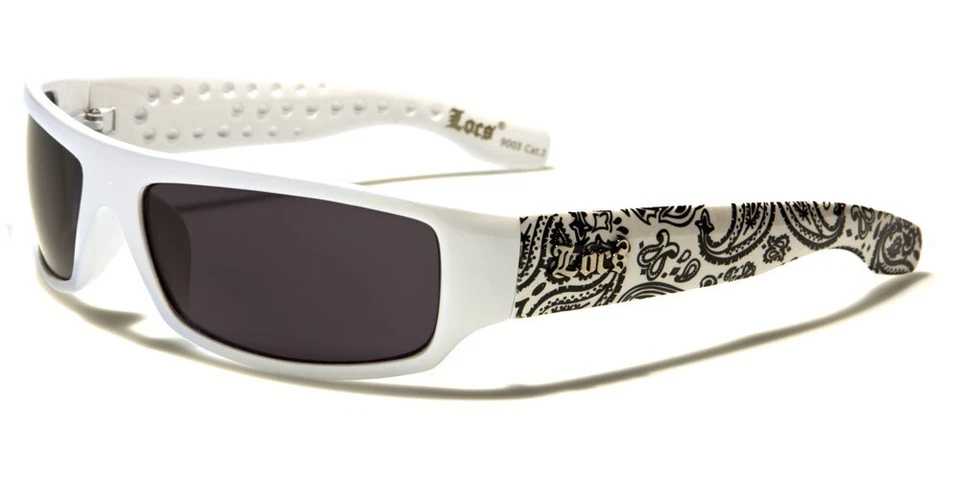 Locs 9003 Bandana Pattern Men's Sunglasses White - Image 1 of 1