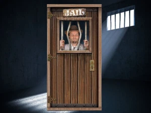Haunted Jail Cell Photo Prop Halloween Party Decoration Standee Booth Life Size - Picture 1 of 6