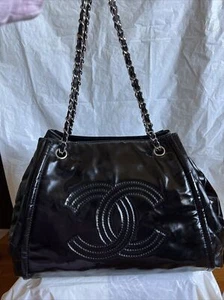 Authentic Chanel Coco Cabas Black Patent leather tote Bag - Picture 1 of 16