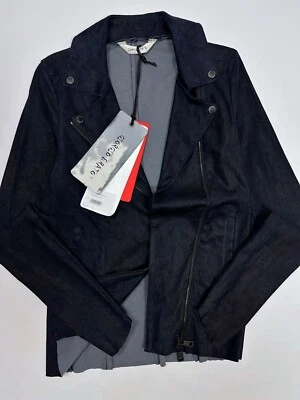 Chaqueta de Motociclista Giorgio Brato Ajustada Azul Gamuza Cuero Brillante Mujer Talla 40/US 4 Foto 1 de 4