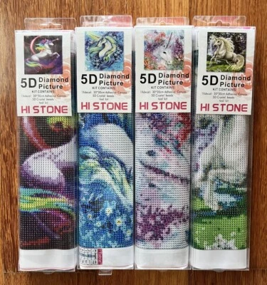 BULK 4 kits UNICORNS 5D Diamond Painting Art Dot Art Cross Stitch 30x30cm - image 1 of 4