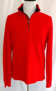 Michael Kors Mens Pullover Golf Jacket Red Knit Long Sleeve Casual Zipper Close - Picture 1 of 9